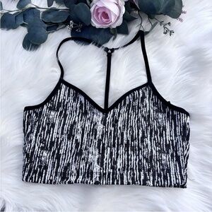 Koral Ghost Strappy Sports Bra XS Black White Textured Racerback Activewear Top